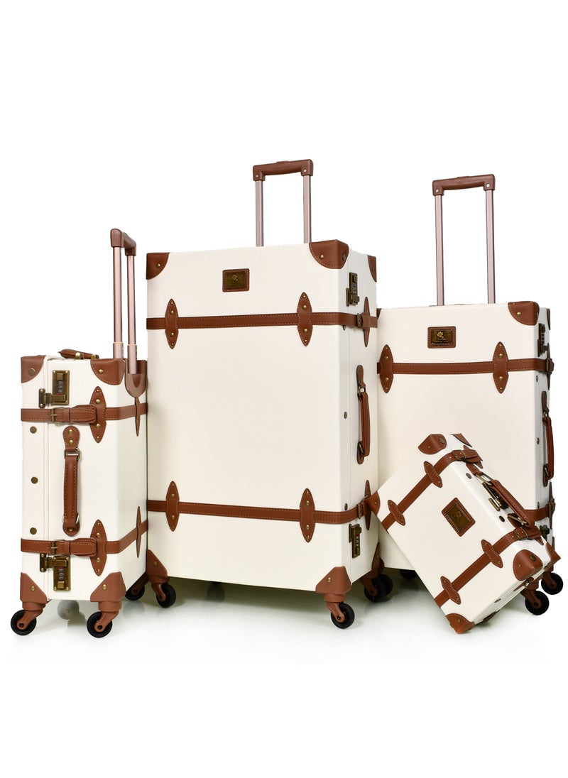 MORANO Classic MORANO  Leather Travel Bags 4 Pieces with Rotating Wheels and a Safety Lock  - Image 3