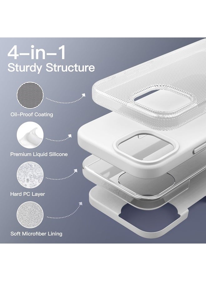 Jetech Silicone Case for iPhone 14 6.1-Inch, Silky-Soft Touch Full-Body Protective Phone Case, Shockproof Cover with Microfiber Lining (White) - Image 3