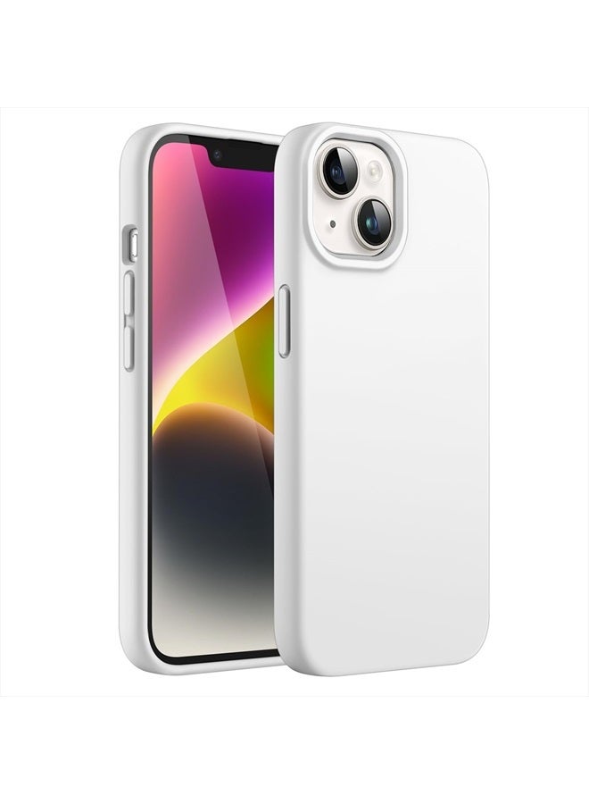 Jetech Silicone Case for iPhone 14 6.1-Inch, Silky-Soft Touch Full-Body Protective Phone Case, Shockproof Cover with Microfiber Lining (White) - Image 1
