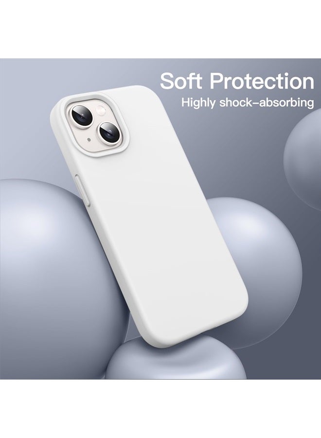 Jetech Silicone Case for iPhone 14 6.1-Inch, Silky-Soft Touch Full-Body Protective Phone Case, Shockproof Cover with Microfiber Lining (White) - Image 4