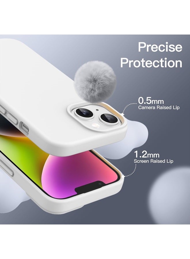 Jetech Silicone Case for iPhone 14 6.1-Inch, Silky-Soft Touch Full-Body Protective Phone Case, Shockproof Cover with Microfiber Lining (White) - Image 5