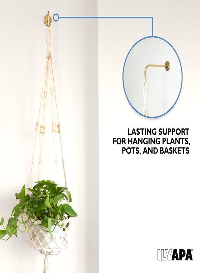 Ilyapa 4 Pack Metal Plant Wall Hanger Hooks - 7 in. Hook for Hanging, Baskets, and Macrame, Indoor Hangers in Rustic Brass Finish, Wall Planters - Image 5