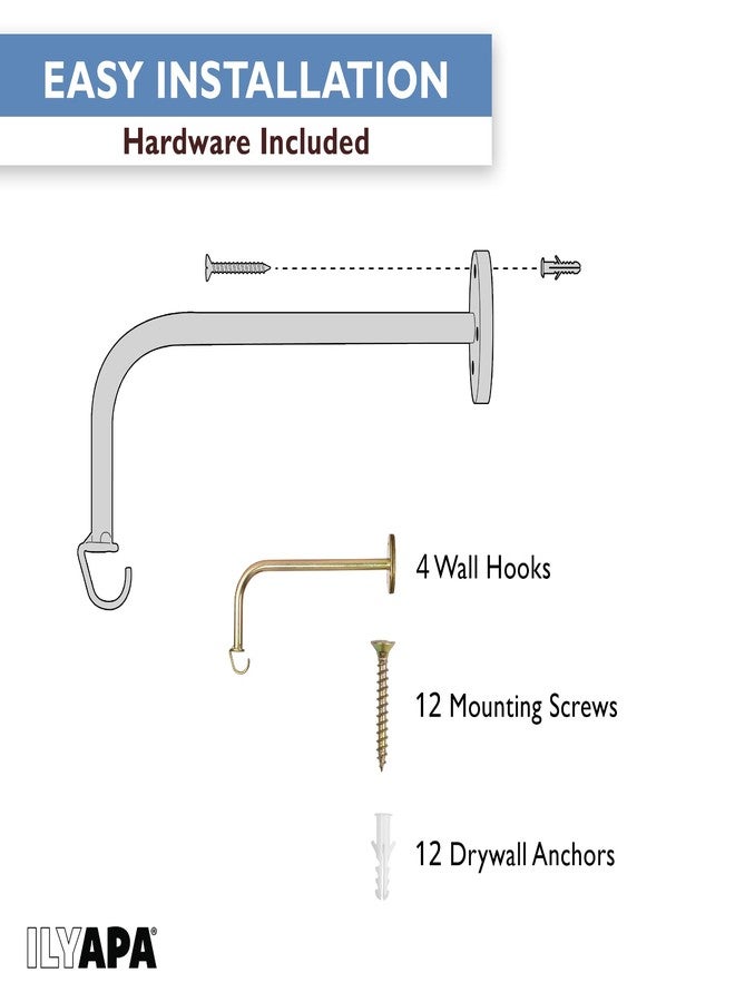 Ilyapa 4 Pack Metal Plant Wall Hanger Hooks - 7 in. Hook for Hanging, Baskets, and Macrame, Indoor Hangers in Rustic Brass Finish, Wall Planters - Image 4