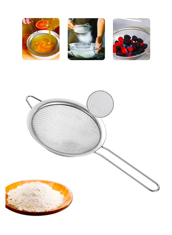 SAKOON Stainless Steel Sieves Strainer Super Wire Fine Mesh Strainer Colander for Kitchen Rice, Juice pulp strainer kit Flour Baking, Sifter Set for Kitchen, Cooking, Baking, Tea Strainer - Image 1