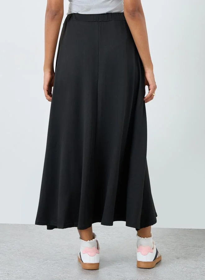Take Two Take Two Solid A-Line Maxi Skirt with Side Slit