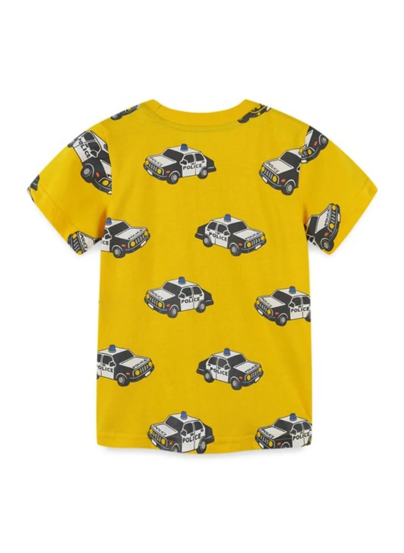 YUNIQEE Yellow Conversational Printed Round Neck T-shirt