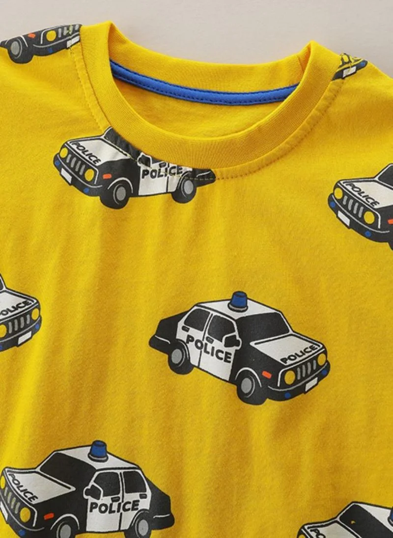YUNIQEE Yellow Conversational Printed Round Neck T-shirt