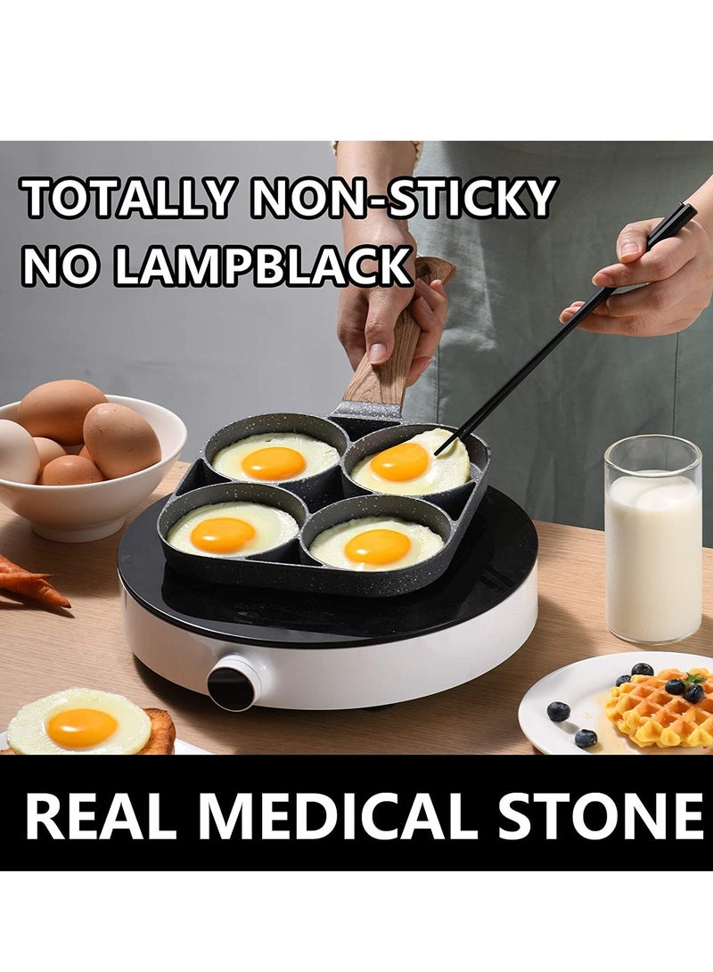 مقلاة بيض بأربع أكواب، حجر طبي غير لاصق، متوافقة مع جميع مصادر الحرارة (بيض 3 بوصات) - Image 3