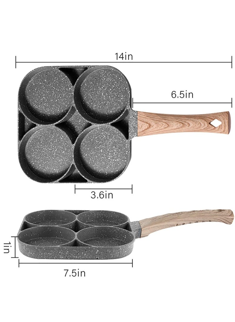 مقلاة بيض بأربع أكواب، حجر طبي غير لاصق، متوافقة مع جميع مصادر الحرارة (بيض 3 بوصات) - Image 5