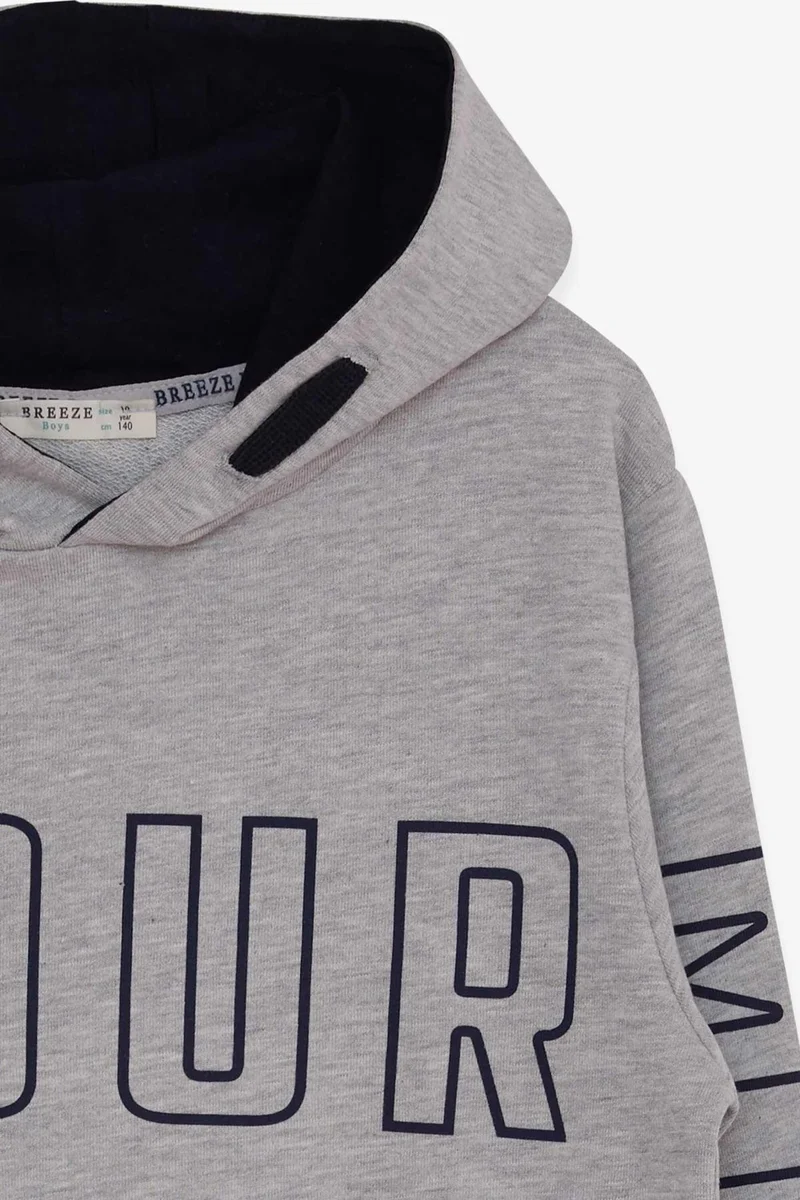 بريز Breeze Boy's Text Printed Sweatshirt Age 9-16, Gray Melange