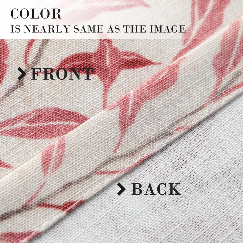 Green Leaves Print Linen Texture Short Tier Curtains, 30x24 Inches, 2 Panels - Image 4