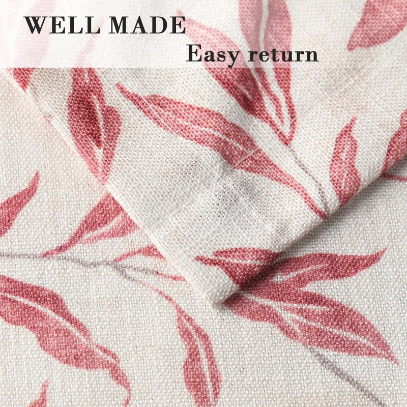 Green Leaves Print Linen Texture Short Tier Curtains, 30x24 Inches, 2 Panels - Image 3