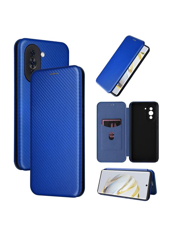 اس-توب جراب لهاتف Huawei Nova 10 مصنوع من ألياف الكربون وجلد قابل للطي - Image 1