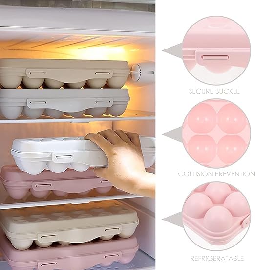 DORATIK Kitchen Egg Holder Cream Durable Plastic Made Egg Storage Container for Refrigerator Safe Solid Egg Tray That Holds 18 Eggs Easy to Use and Convenient - Image 5