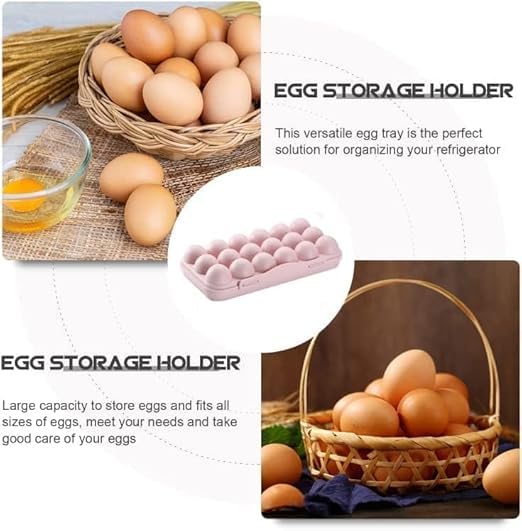 DORATIK Kitchen Egg Holder Cream Durable Plastic Made Egg Storage Container for Refrigerator Safe Solid Egg Tray That Holds 18 Eggs Easy to Use and Convenient - Image 4