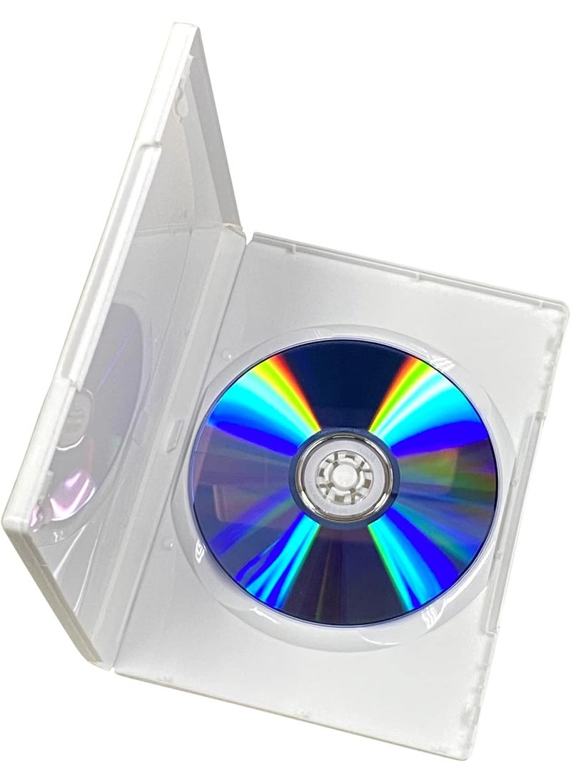 maxtek - 25 Pack Maxtek Standard 14mm White Single Disc CD  DVD Cases with Outer Clear Artwork Insert Sleeve Compatible for Nintendo Wii Discs - Image 1