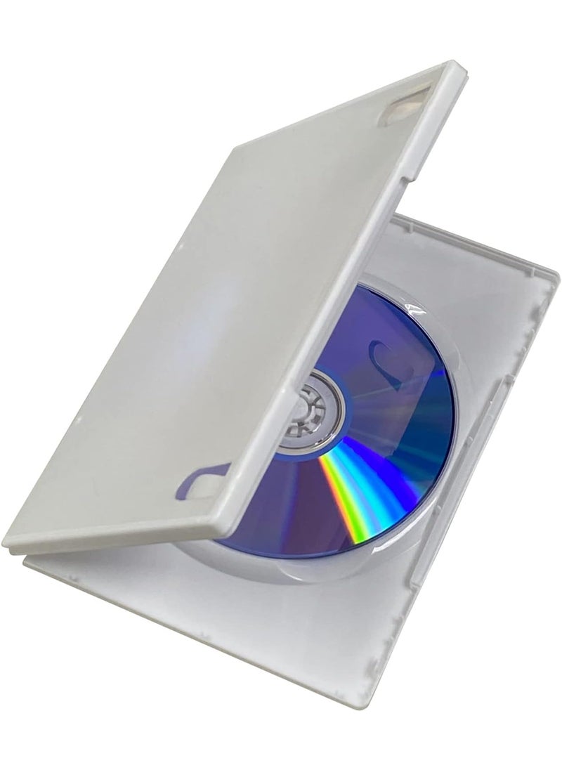 maxtek - 25 Pack Maxtek Standard 14mm White Single Disc CD  DVD Cases with Outer Clear Artwork Insert Sleeve Compatible for Nintendo Wii Discs - Image 1