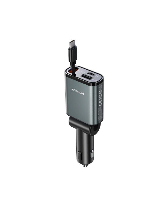 شاحن سيارة  قابل للسحب، شاحن سيارة 3 في 1 مع كابل قابل للسحب ، للسيارات 12 فولت/24 فولت - Image 1