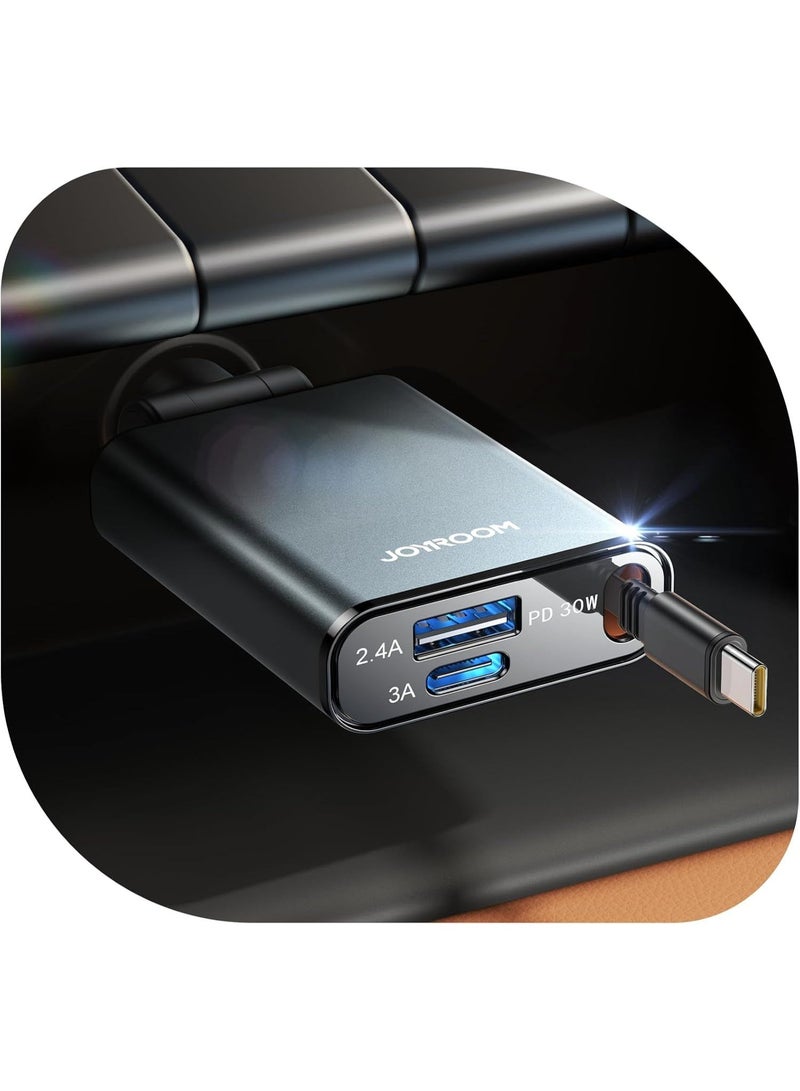 شاحن سيارة  قابل للسحب، شاحن سيارة 3 في 1 مع كابل قابل للسحب ، للسيارات 12 فولت/24 فولت - Image 3