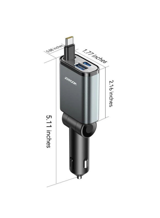 شاحن سيارة  قابل للسحب، شاحن سيارة 3 في 1 مع كابل قابل للسحب ، للسيارات 12 فولت/24 فولت - Image 4