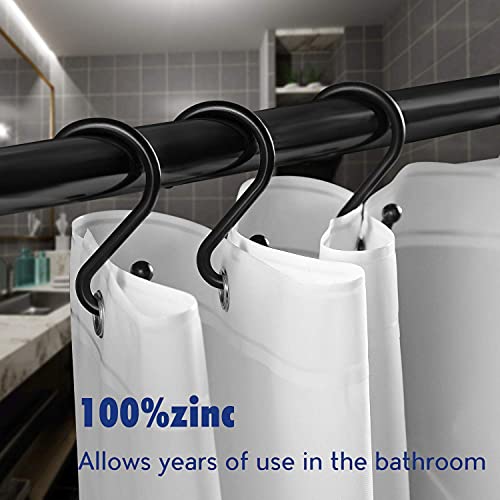 UNCONSIL Metal Shower Curtain Hooks，Set of 12 Rings，Rust Resistant S Shaped Hooks Hangers for Kitchen Utensils, Clothing, Towels, etc. (Black) - Image 2