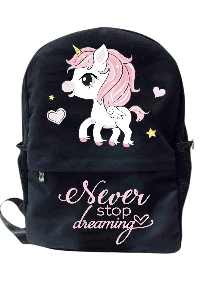 We Print, Your Gift School backpack for girls, Unicorn design, 30*45 cm, Black - Image 2