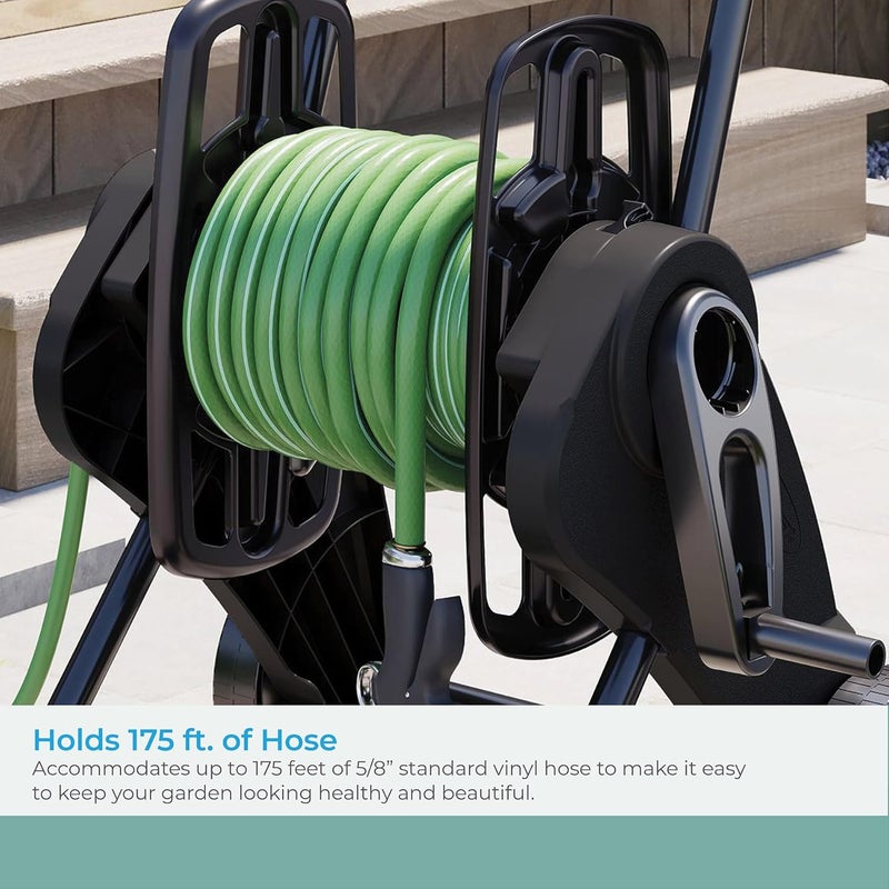 Suncast 175ft Outdoor SteelResin Hybrid Hosemobile Garden Hose Reel Cart Black Made in The USA - Image 3