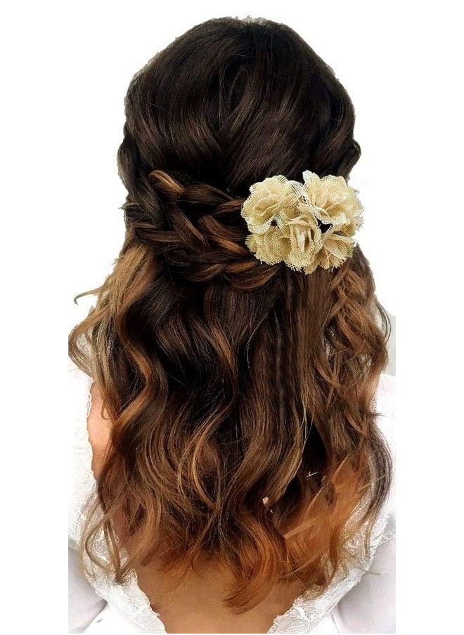Hair Flare Artificial Hair Accessories Bridal Hair Pins For Wedding For Women And Girls2284 Bright Golden  - Image 3