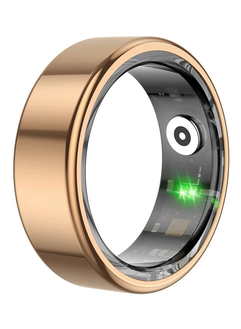 R02 Smart Ring Military Grade Titanium Steel Shell Health Monitoring IP68  3ATM Waterproof Multi-sport Modes (Gold, 19.8mm) - Image 1