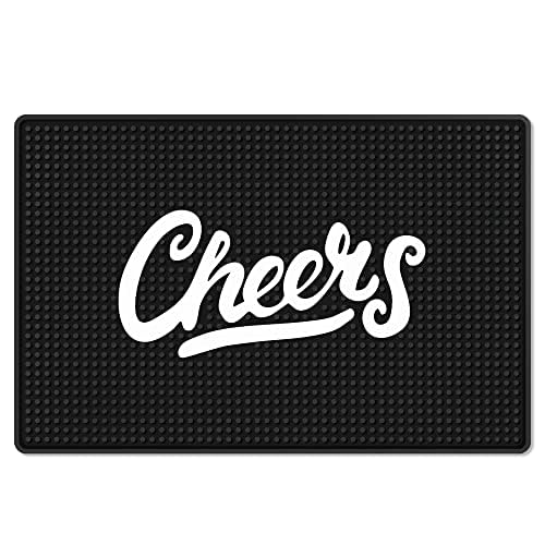 Knot and Style Premium Cheers Bar Mat for Home Bar - Large 18"x12" Rubber Bar Mats for Countertop - Non-Slip Bartender Mat - Drink Spill Mat for Bar Cart - Black Barmat for Cocktail Service - Image 2