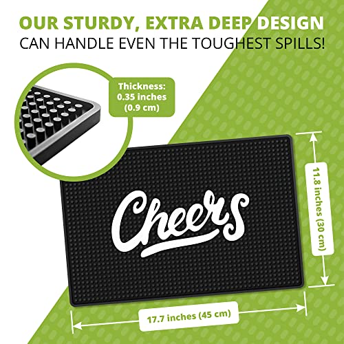 Knot and Style Premium Cheers Bar Mat for Home Bar - Large 18"x12" Rubber Bar Mats for Countertop - Non-Slip Bartender Mat - Drink Spill Mat for Bar Cart - Black Barmat for Cocktail Service - Image 5