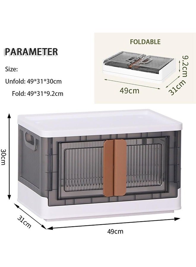 JCB CHIC Foldable Storage Box Plastic Storage Organizer Box Multiuse Clear Stackable Storage Bins with Lids and Wheels for Clothes Snacks Toys Books Tools Medicine Office and Kitchen Supplies, 3pcs - Image 2