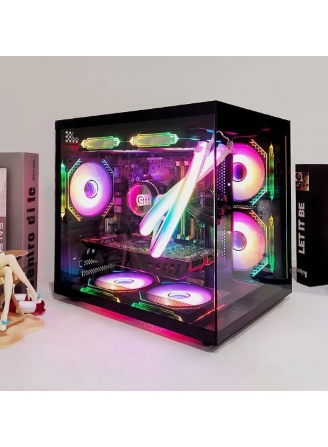 أيسر حافظة ألعاب V901U3 سوداء مع مراوح ARGB وزجاج مقسى - Image 4