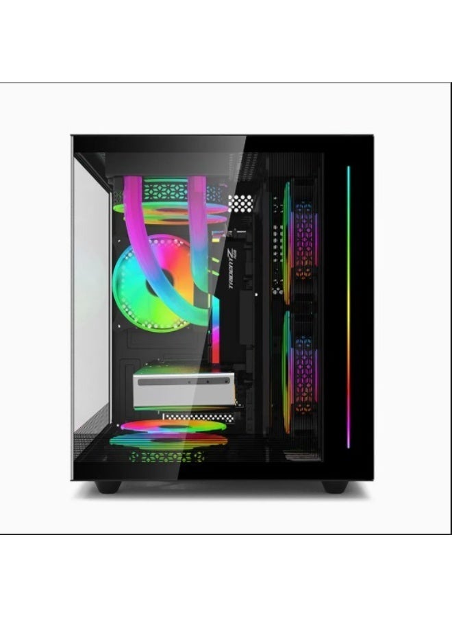 أيسر حافظة ألعاب V901U3 سوداء مع مراوح ARGB وزجاج مقسى - Image 2