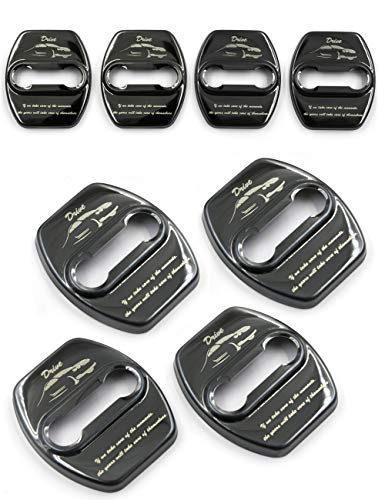 LIGHTKOREA Stainless Steel Metal Car Door Striker Lock Latches Protector Cover Dress up Accessories Pack of 4 Compatible with Hyundai Compatible with Kia Vehicles Black - Image 1