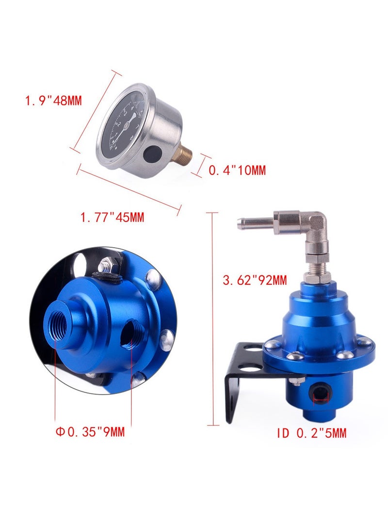 AROAQ Automotive Adjustable Fuel Pressure Regulator Oil Gauge, Economical Gas Saver Gasoline Regulator, Gas Oil Injection Pressure Regulator to Improve Car Performance, (Black)  - Image 2
