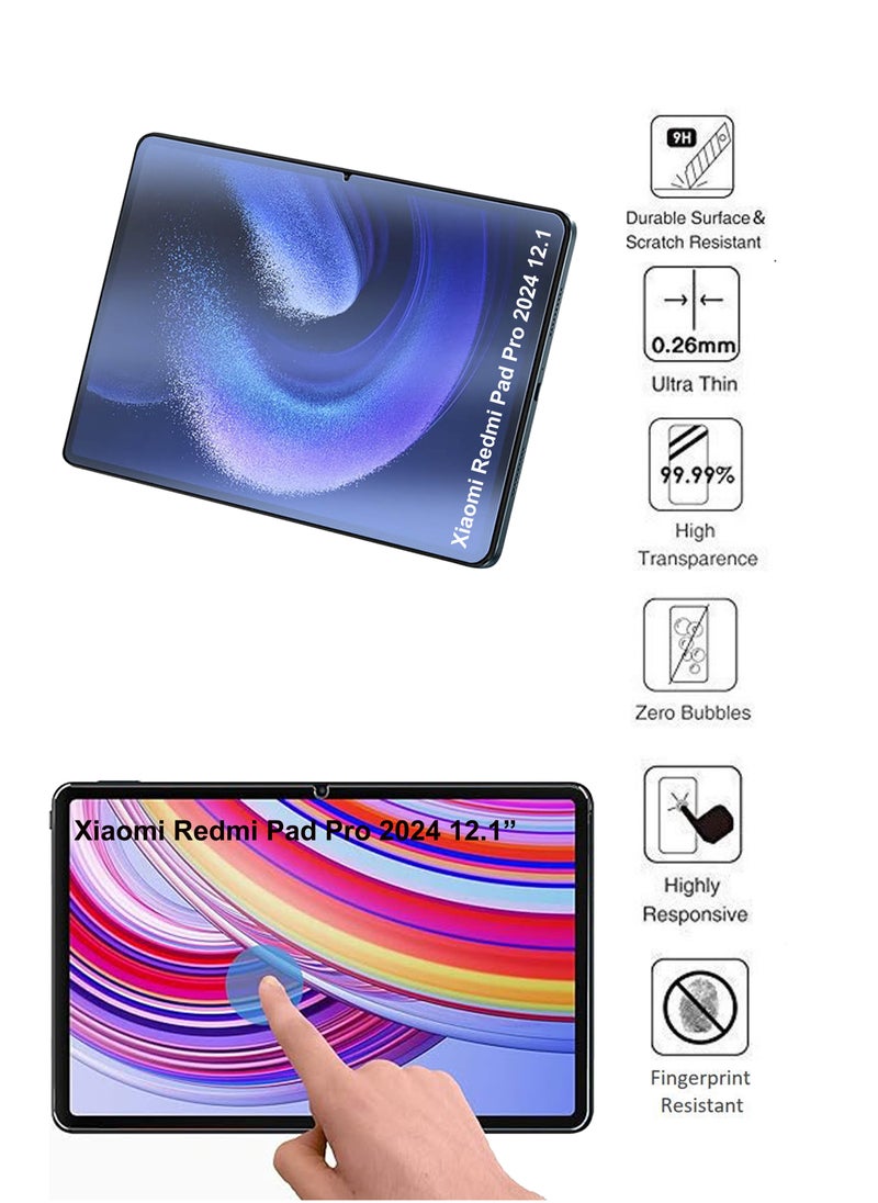 Xiaomi Redmi Pad Pro 2024 12.1 -  Tempered Glass Screen Protector - Premium HD  Delicate Touch , Higher Transparency , Easy to Install ,Anti-scratch and Bubble-free Screen Protector - Clear