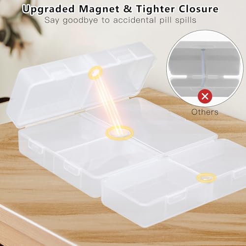FYY Daily Pill Organizer/ Case, 7 Compartments Portable, [Folding Design] Large Travel Pill Box for Purse Pocket to Hold Vitamins,Cod Liver Oil,Supplements and Medication-Clear - Image 4