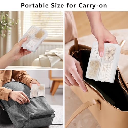 FYY Daily Pill Organizer/ Case, 7 Compartments Portable, [Folding Design] Large Travel Pill Box for Purse Pocket to Hold Vitamins,Cod Liver Oil,Supplements and Medication-Clear - Image 3