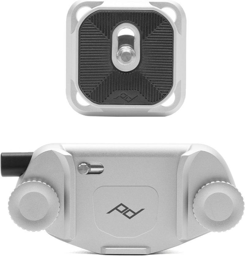 Peak Design Capture Camera Clip V3, Silver with Plate, Holds DSLR, Compact and Point and Shoot Bodies, Secure, Stable and Accessible, Attaches to Straps and Belts, Quick Release, 200 lb Capacity - Image 1