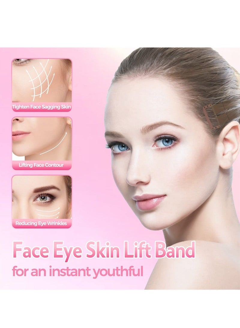 Face Lift Stretching Strap, 4Pcs Facelift Bands with Hair Clips, Instant Face Lift, Adjustable Invisible Hairpin Face Slimming Bands, Reusable Eye Wrinkles Elastic Belt for Women - Image 4