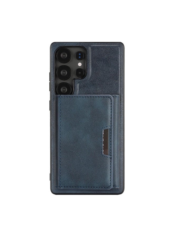HuHa Case Cover For Samsung Galaxy S22 Ultra 5G Kalebol Strong Magnetic MagSafe Tri-Fold Wallet Leather Phone Case(Blue) - Image 2
