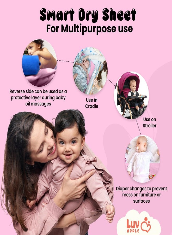 Luv Apple Dry Sheet for Baby | Extra Absorbent & Reusable | Bed Protector Sheet for Babies & Toddlers |Urine Sheet |Dry Mat (Medium, Baby Pink) (100CmX70Cm) - Image 4