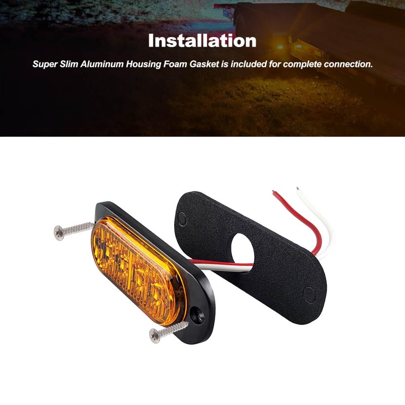 XtraGlow 3.4 Inch Trailer Marker Lights Amber LED Clearance Side Marker with Durable Aluminum Housing Surface Mount Design IP67 Waterproof for Pickup Truck Tractor Van RV Camper Motorhome 10Pcs - Image 5