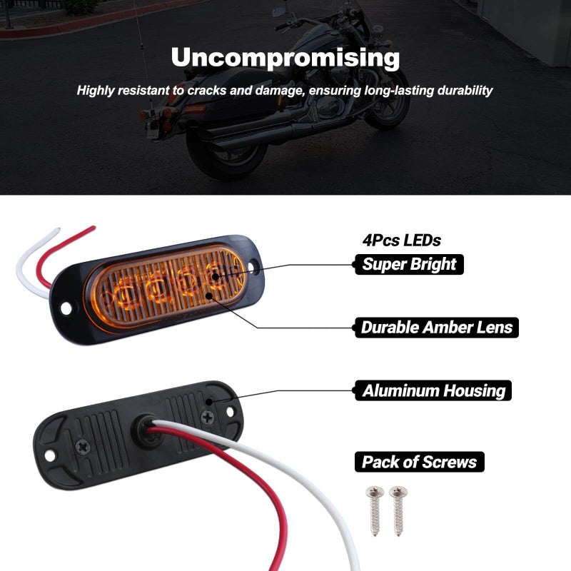 XtraGlow 3.4 Inch Trailer Marker Lights Amber LED Clearance Side Marker with Durable Aluminum Housing Surface Mount Design IP67 Waterproof for Pickup Truck Tractor Van RV Camper Motorhome 10Pcs - Image 3