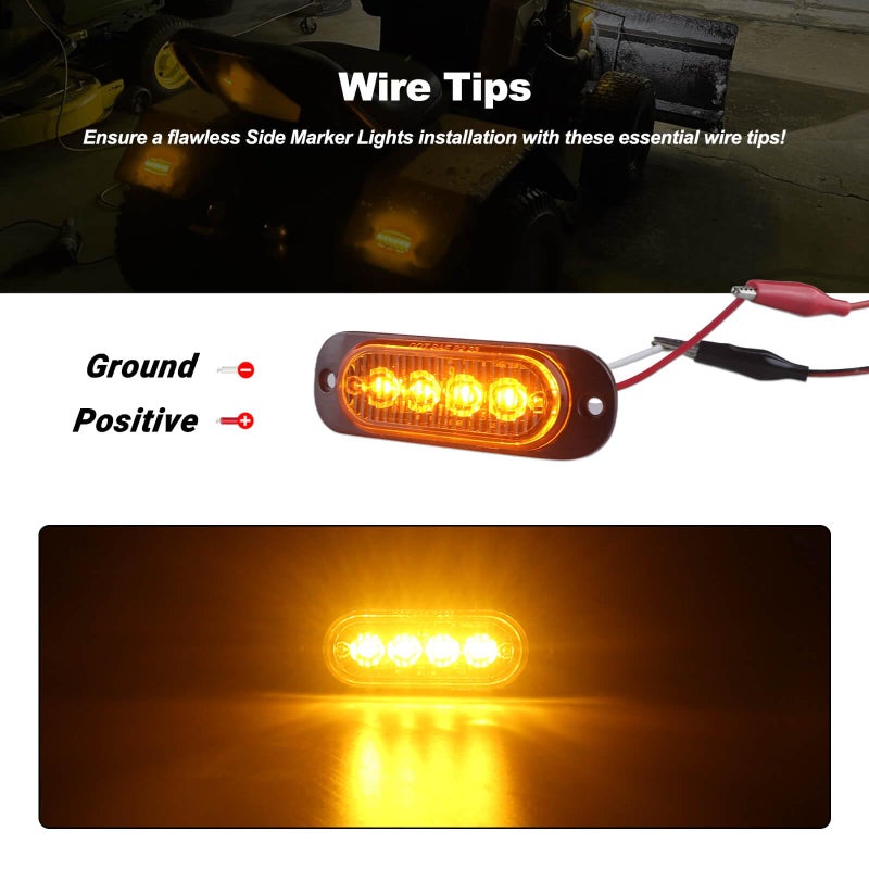 XtraGlow 3.4 Inch Trailer Marker Lights Amber LED Clearance Side Marker with Durable Aluminum Housing Surface Mount Design IP67 Waterproof for Pickup Truck Tractor Van RV Camper Motorhome 10Pcs - Image 4