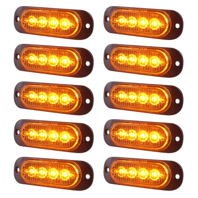 XtraGlow 3.4 Inch Trailer Marker Lights Amber LED Clearance Side Marker with Durable Aluminum Housing Surface Mount Design IP67 Waterproof for Pickup Truck Tractor Van RV Camper Motorhome 10Pcs - Image 1