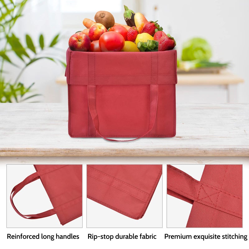 JERIA 24-Pack Reusable Grocery Bagsï¼ŒLarge Washable Foldable Shopping Bagsï¼ŒHeavy Duty Tote Bags with Reinforced Handles - Image 5