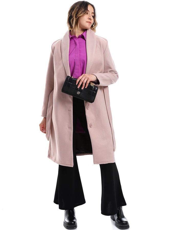 Andora Shawl Lapel Collar Belted Coat _ Kashmir - Image 2