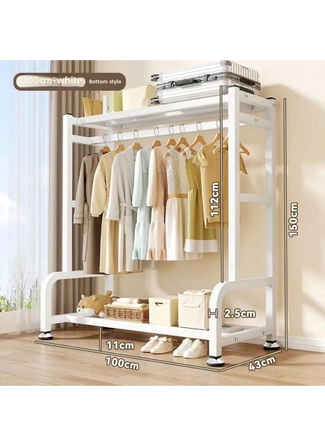Generic - Coat Rack Floor-standing Vertical Movable Clothes Hanging Rack Thickened Indoor Clothes Hanger Household Simple Wardrobe-Color: Fixed Foot Pad 100cm White - Image 1